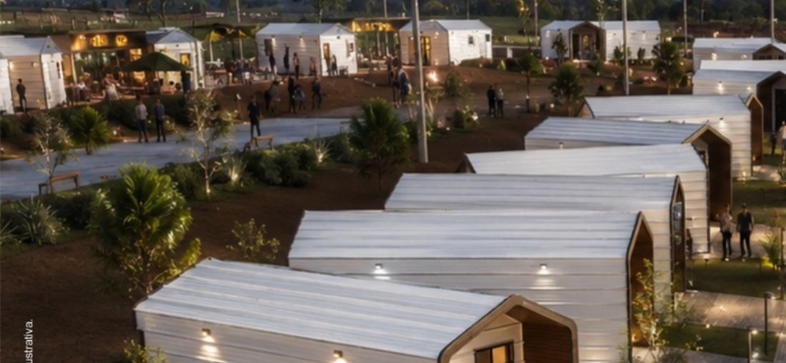As cabanas da Reserva Barretos acomodam até quatro pessoas e oferecem estrutura privativa com ar-condicionado, TV, frigobar, Wi-Fi e enxoval completo. ( crédito: Divulgação)